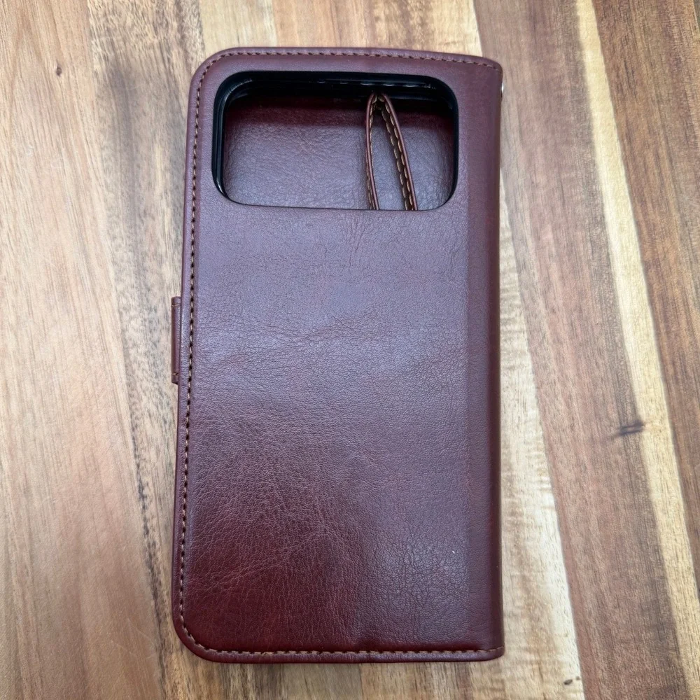 Bocasal Detachable Wallet Case for iPhone Burgundy Leather Folio RFID Blocking